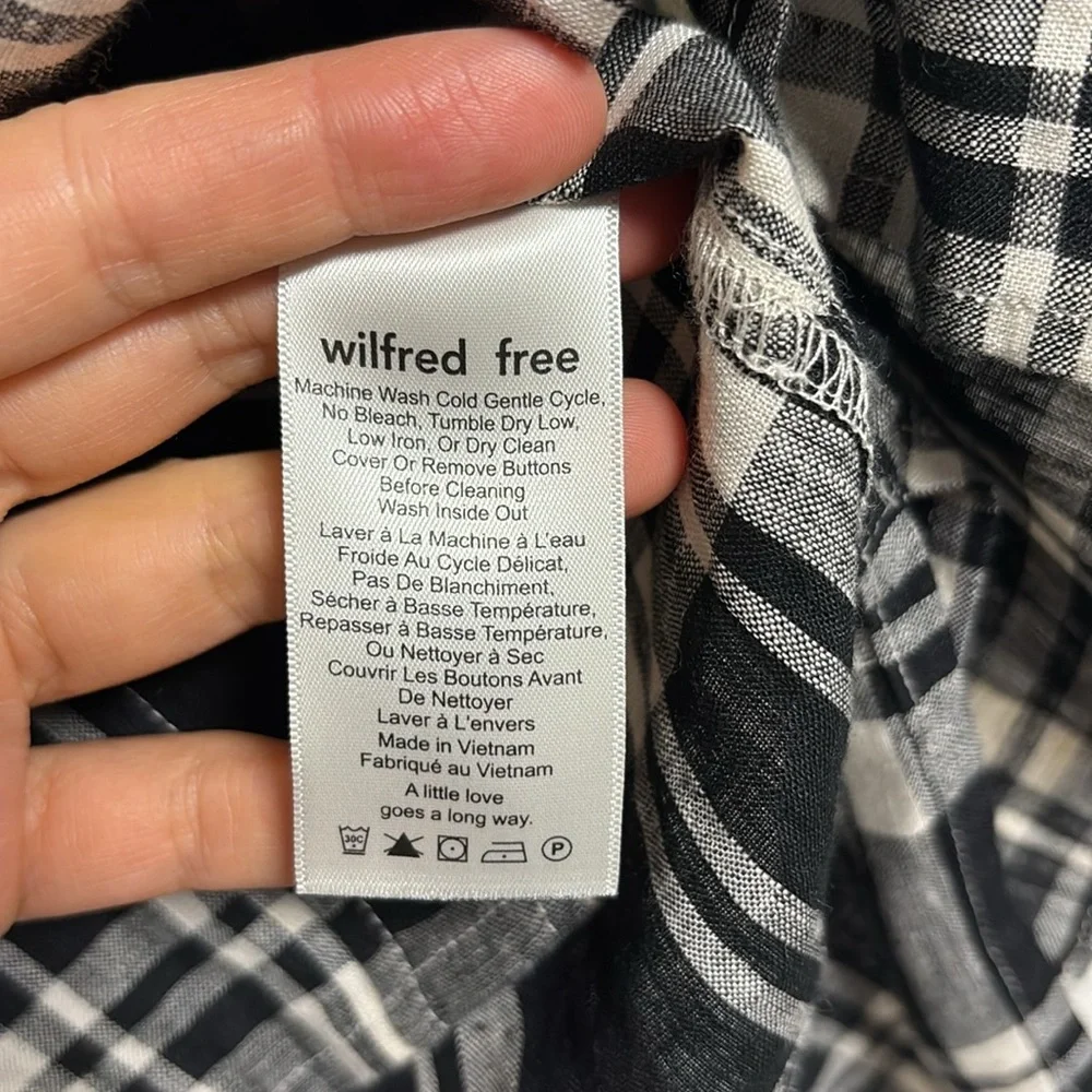Aritzia Wilfred plaid Tanis linen button top sz xxs work once - Picture 4 of 12
